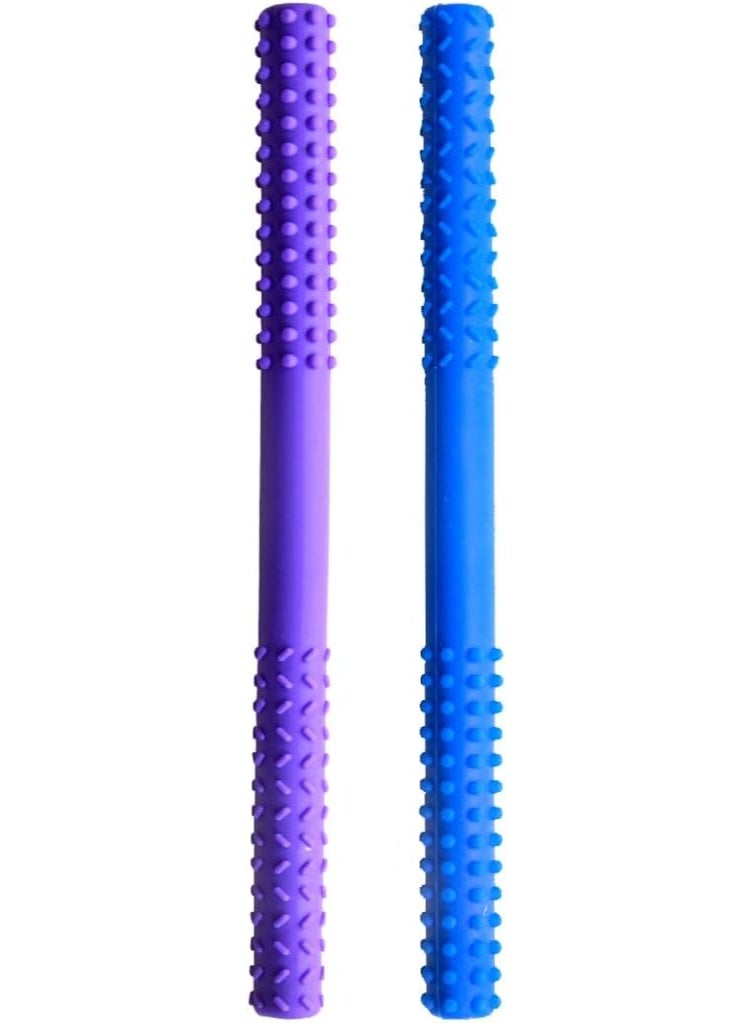 abley's Sensory Chew Tubes, Textured Silicone, Set of 2 (Purple & Blue) - Image 1